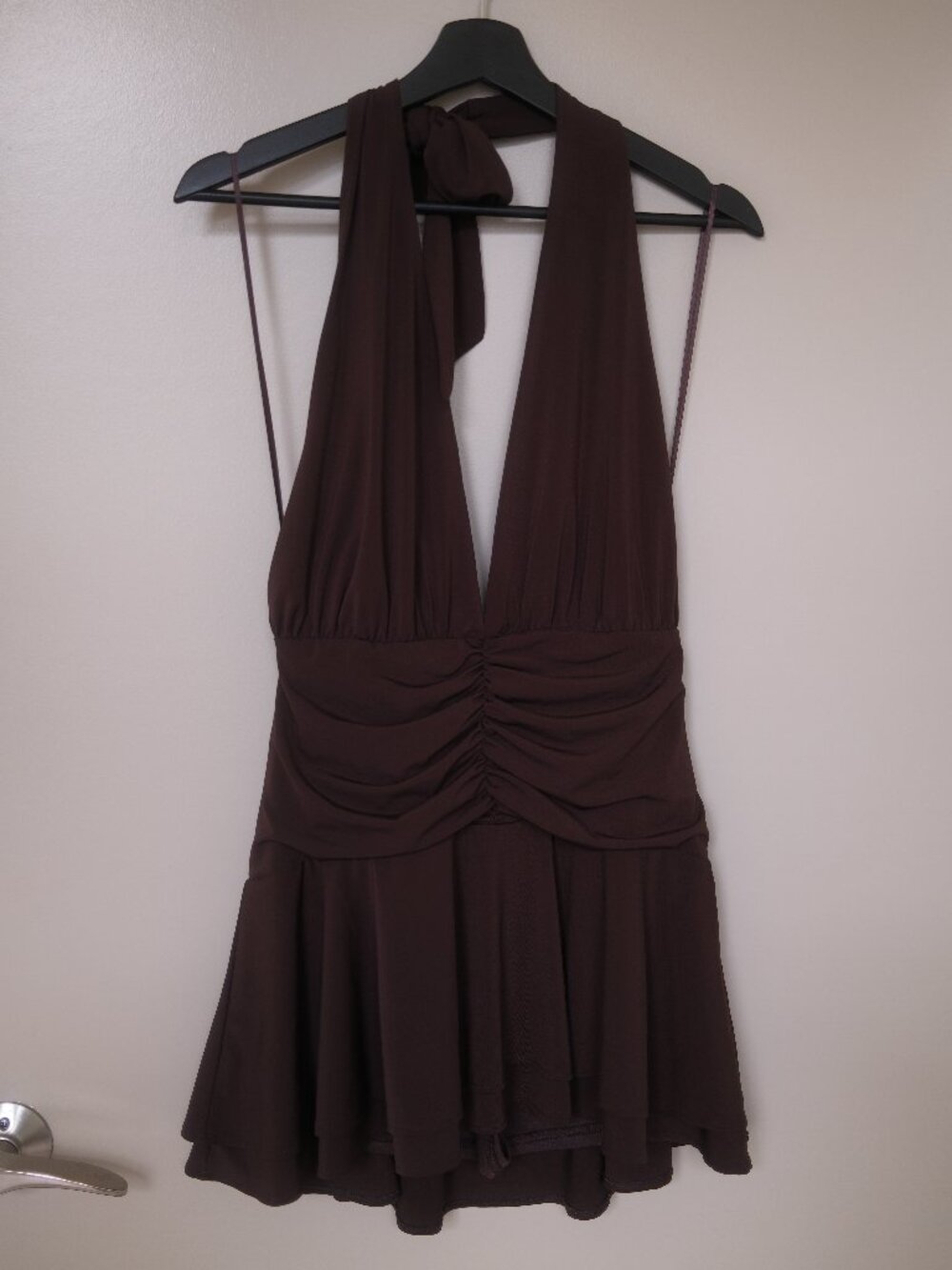 Zara Halter Jumpsuit Dress (Brown/Med)